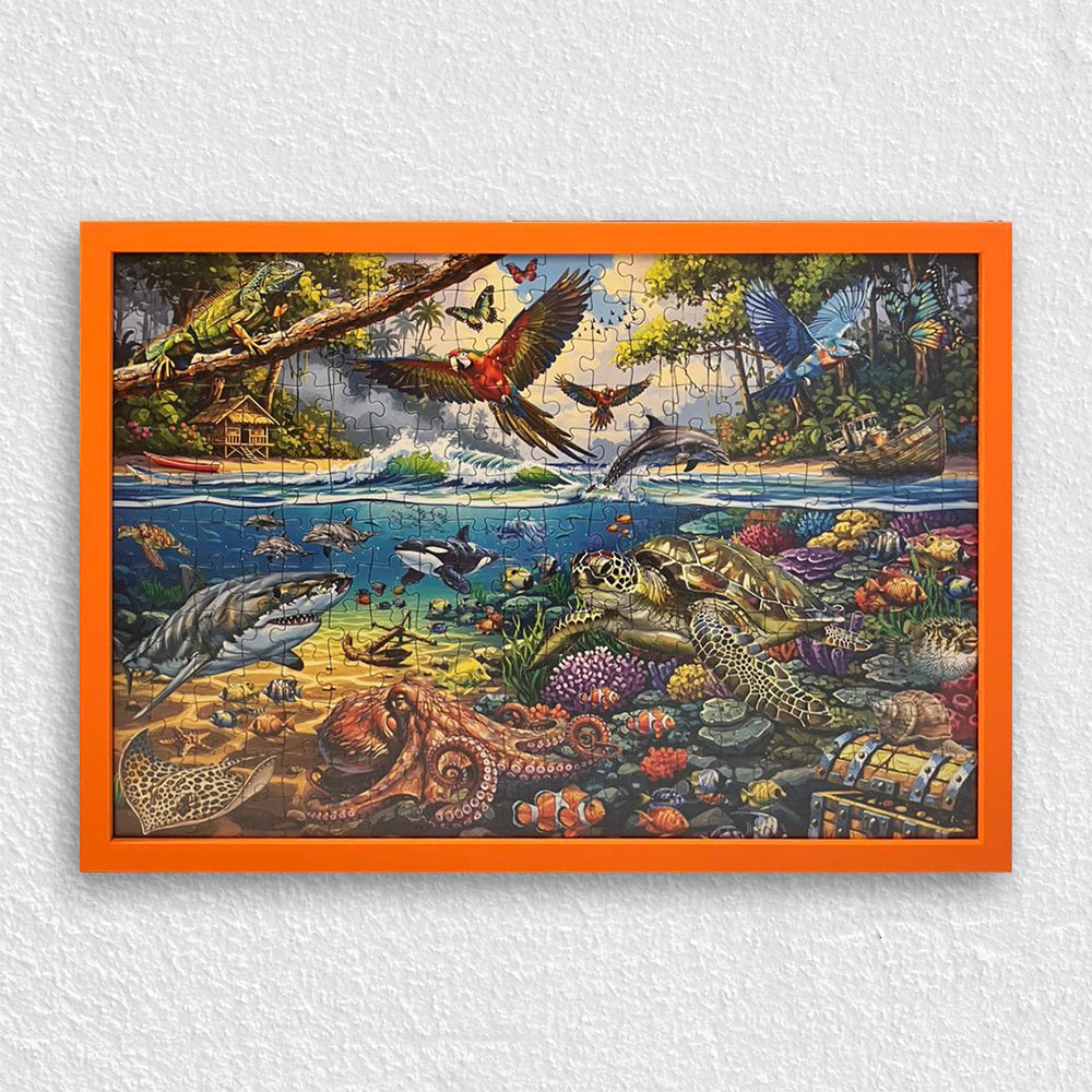 Turuncu Dokulu Ahşap Çerçeve