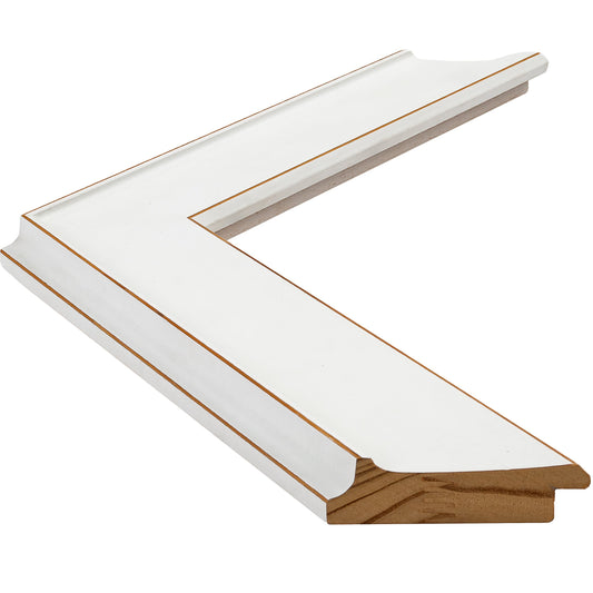 Mat Beyaz Ahşap Çerçeve - Altın Kenarlı