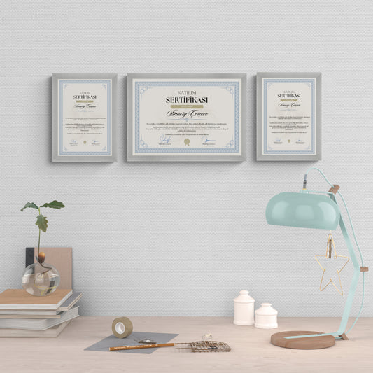 Beyaz Eskitmeli Ahşap Çerçeve – Belge, Sertifika Çerçeveleri - A3, A4, A5 Kağıt Boyutlarına Uygun