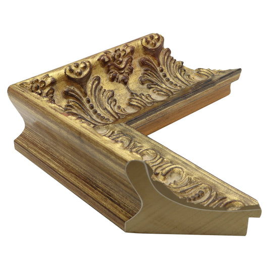 Altın Dekoratif Eskitmeli Oyma Ahşap Çerçeve