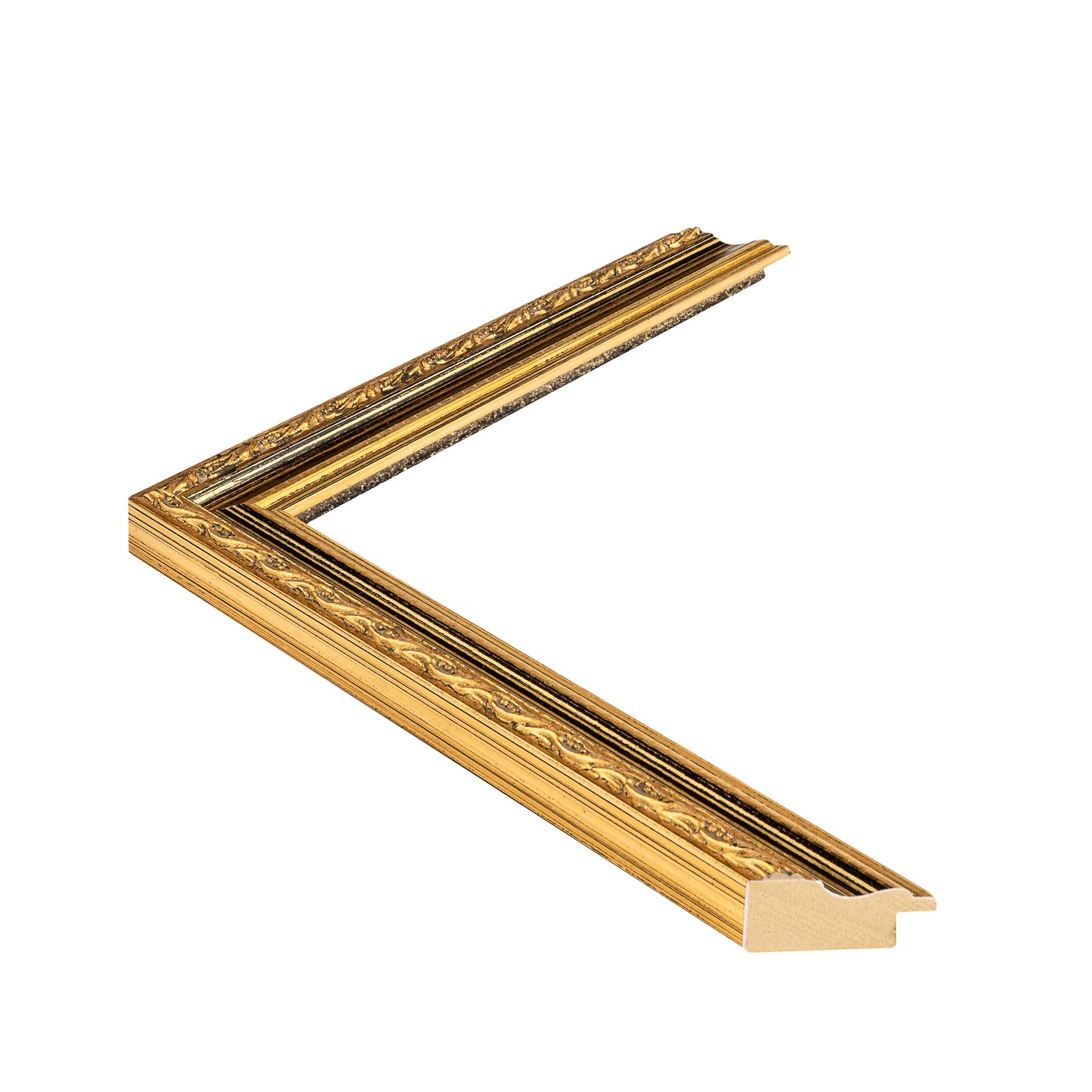 Altın Eskitilmiş Ahşap Oyma Çerçeve - Siyah Zeminli