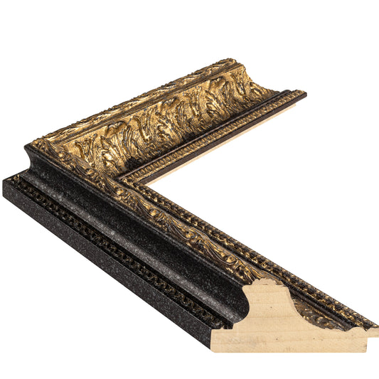 Altın - Siyah Eskitilmiş Ahşap Oyma Çerçeve