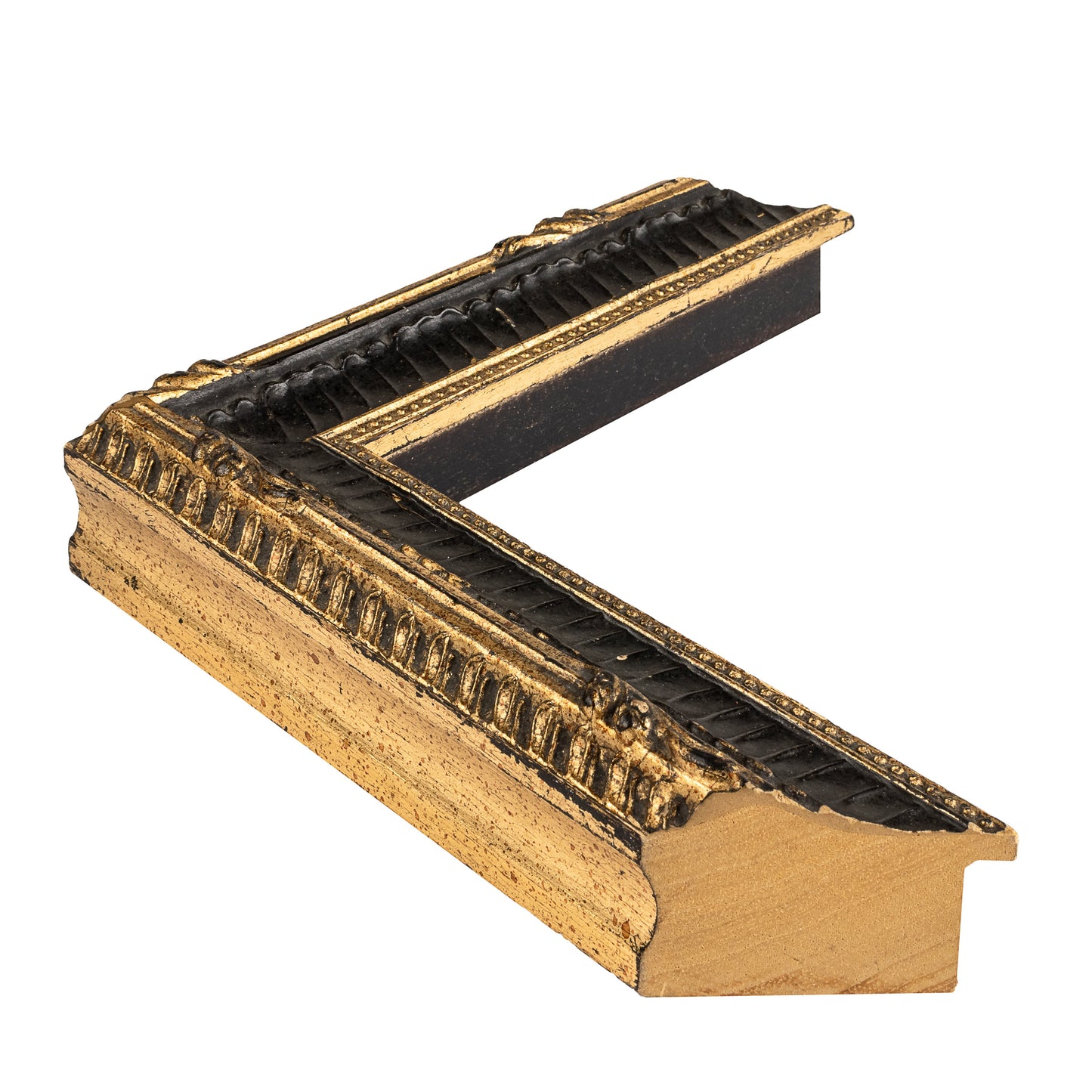 Altın - Siyah Eskitilmiş Ahşap Oyma Çerçeve