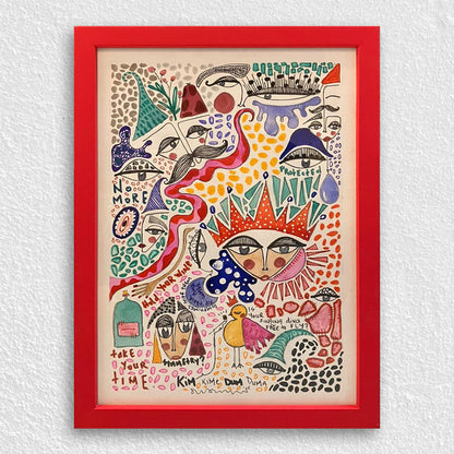 Kırmızı Dokulu Ahşap Çerçeve