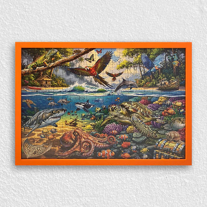 Turuncu Dokulu Ahşap Çerçeve