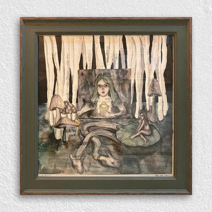 Koyu Yeşil / Ceviz Desenli Ahşap Çerçeve