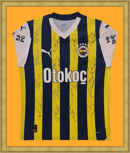 Kişiye Özel Forma Çerçeveleme – Özelleştirilebilir Ahşap Çerçeve ve Paspartu - Sarı / Lacivert