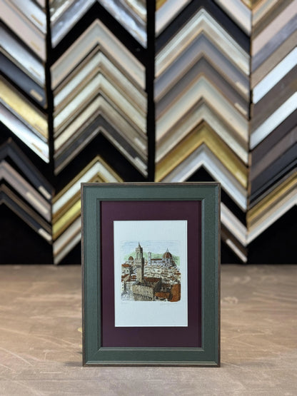 Koyu Yeşil / Ceviz Desenli Ahşap Çerçeve