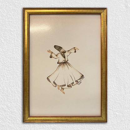 Gül Altın Renkli Ahşap Çerçeve - Kırmızı Zeminli