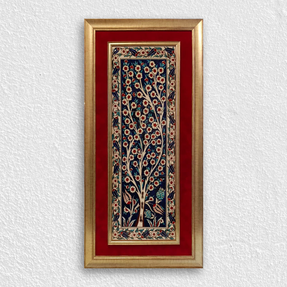 Gümüş Ahşap Çerçeve - Kırmızı Zeminli