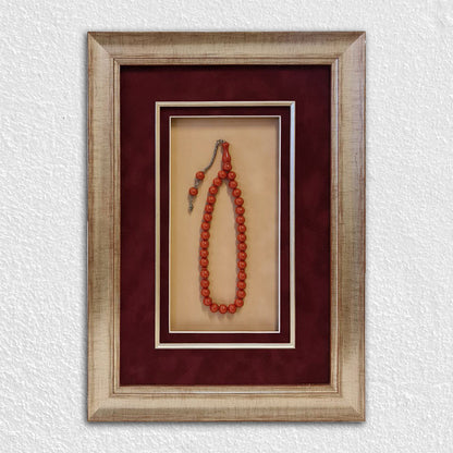 Gümüş Ahşap Çerçeve - Kırmızı Zeminli