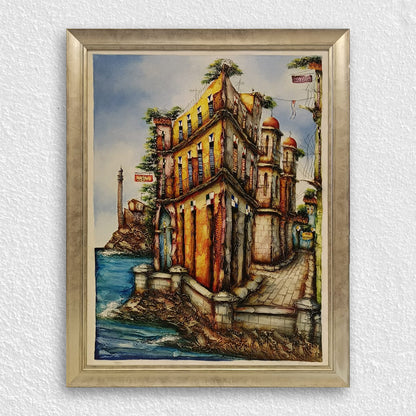 Gümüş Boyalı Ahşap Çerçeve - Siyah Zeminli