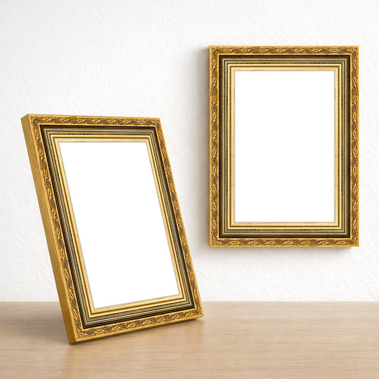 Altın Klasik Ahşap Fotoğraf Çerçevesi – Masaüstü & Duvar Tipi (25 mm)