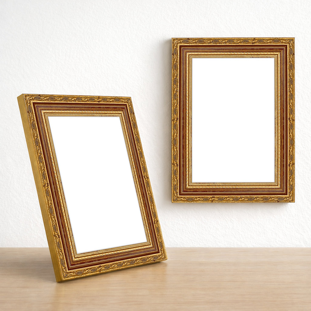 Altın Klasik Ahşap Fotoğraf Çerçevesi – Masaüstü & Duvar Tipi (25 mm)