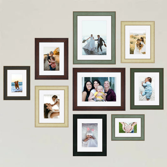 9’lu Ahşap Fotoğraf Çerçeve Seti – 8x13, 10x15, 15x21 – Dekoratif Galeri Duvarı