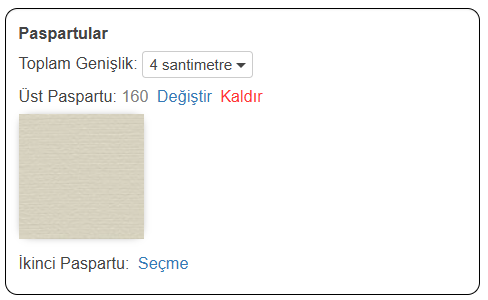 5. Paspartu Seçimi (Tek Kat)