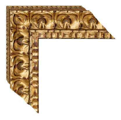 Altın Dekoratif İşlemeli Ahşap Çerçeve - Kahverengi Eskitmeli