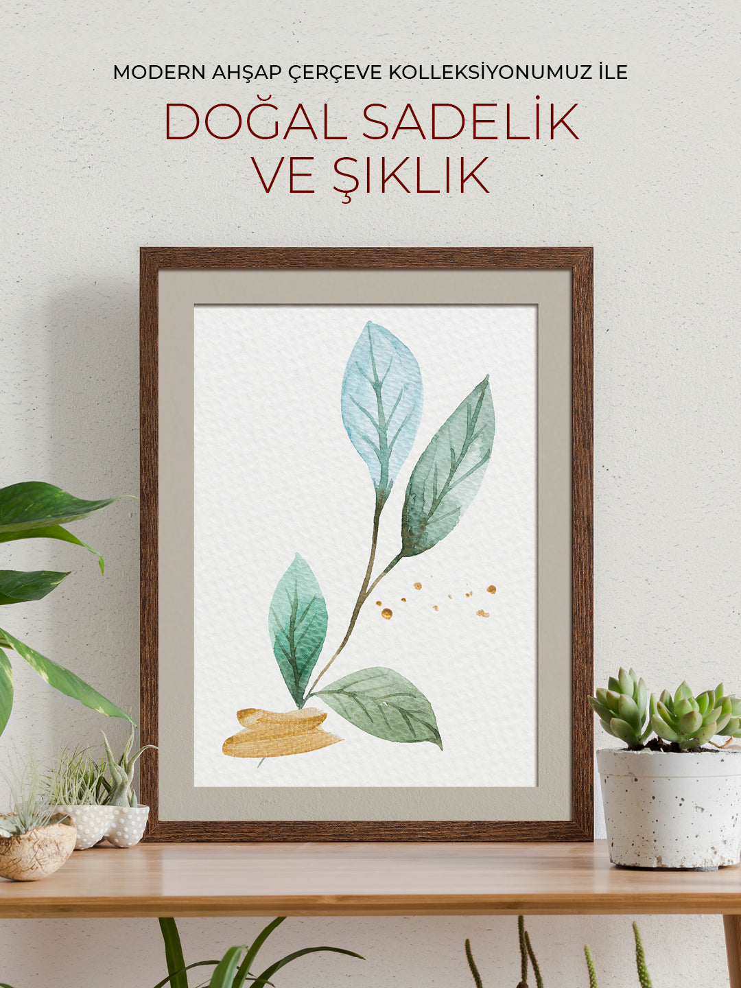 Doğal sadelik ahşap çerçeve slayt