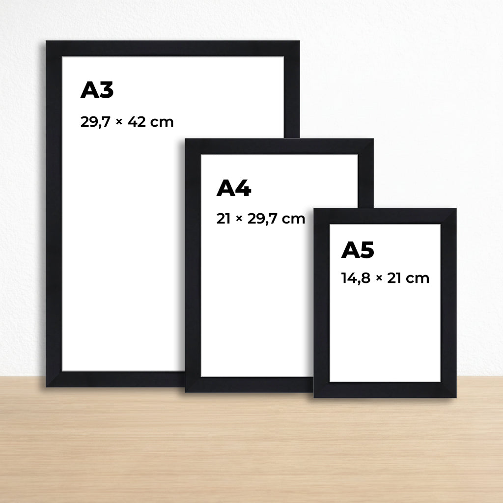 Siyah Ahşap Çerçeve – Belge, Sertifika Çerçeveleri - A3, A4, A5 Kağıt Boyutlarına Uygun