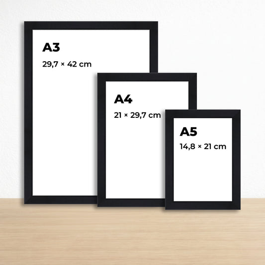 Siyah Ahşap Çerçeve – Belge, Sertifika Çerçeveleri - A3, A4, A5 Kağıt Boyutlarına Uygun