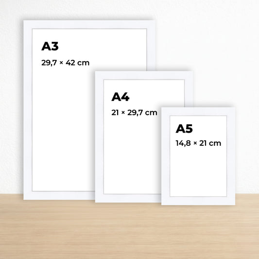 Beyaz Ahşap Çerçeve – Belge, Sertifika Çerçeveleri - A3, A4, A5 Kağıt Boyutlarına Uygun
