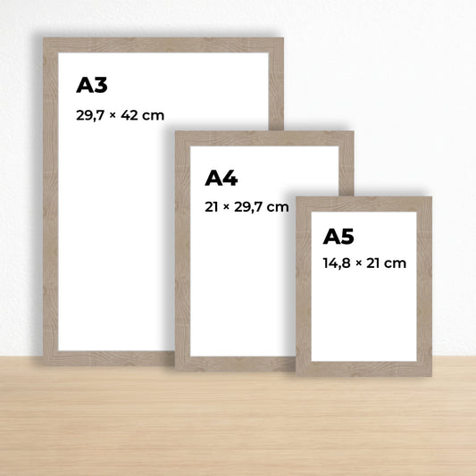 Meşe Renkli Ahşap Çerçeve – Belge, Sertifika Çerçeveleri - A3, A4, A5 Kağıt Boyutlarına Uygun