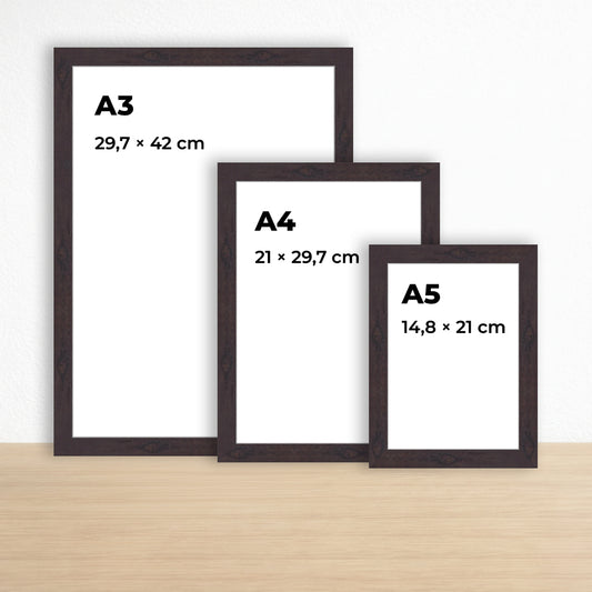 Koyu Ceviz Ahşap Çerçeve – Belge, Sertifika Çerçeveleri - A3, A4, A5 Kağıt Boyutlarına Uygun