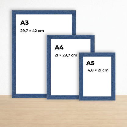 Lacivert Eskitmeli Ahşap Çerçeve – Belge, Sertifika Çerçeveleri - A3, A4, A5 Kağıt Boyutlarına Uygun