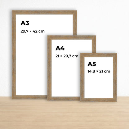 Altın Eskitmeli Ahşap Çerçeve – Belge, Sertifika Çerçeveleri - A3, A4, A5 Kağıt Boyutlarına Uygun
