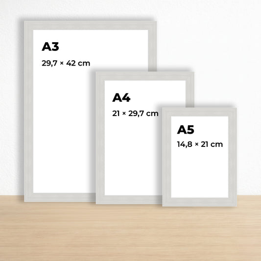 Gümüş Ahşap Çerçeve – Belge, Sertifika Çerçeveleri - A3, A4, A5 Kağıt Boyutlarına Uygun