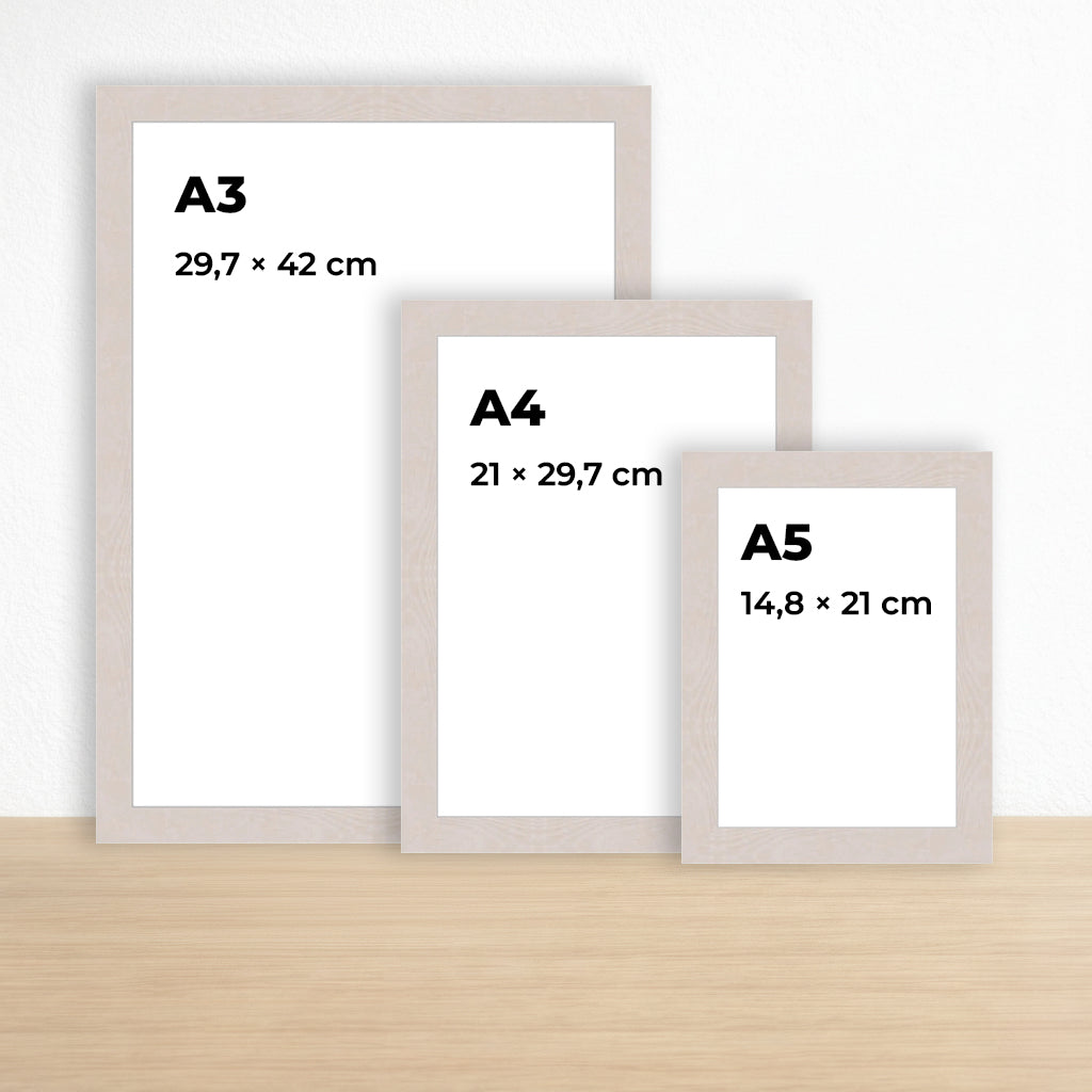 Beyaz Akçaağaç Görünümlü Ahşap Çerçeve – Belge, Sertifika Çerçeveleri - A3, A4, A5 Kağıt Boyutlarına Uygun