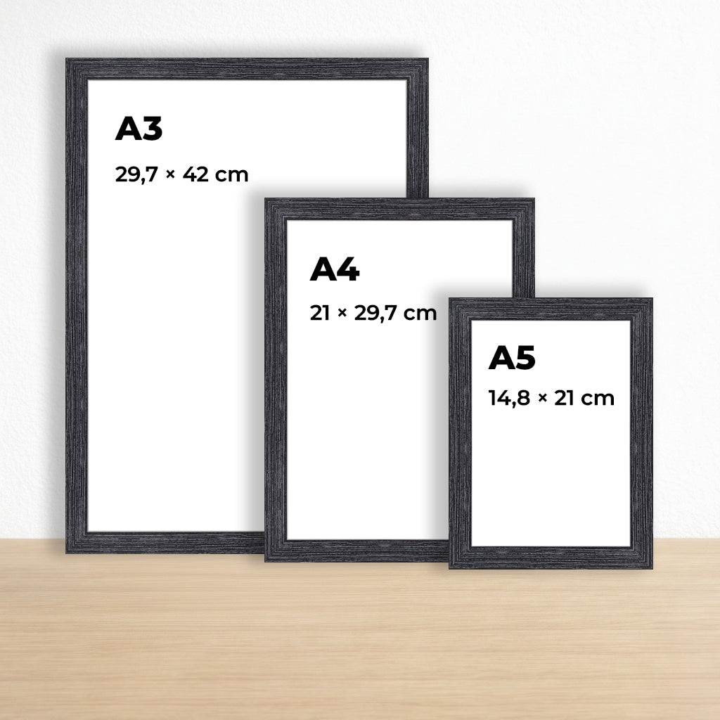 Siyah Eskitmeli Ahşap Çerçeve – Belge, Sertifika Çerçeveleri - A3, A4, A5 Kağıt Boyutlarına Uygun