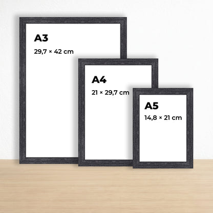Siyah Eskitmeli Ahşap Çerçeve – Belge, Sertifika Çerçeveleri - A3, A4, A5 Kağıt Boyutlarına Uygun