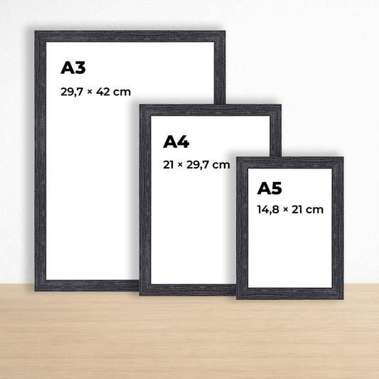 Siyah Eskitmeli Ahşap Çerçeve – Belge, Sertifika Çerçeveleri - A3, A4, A5 Kağıt Boyutlarına Uygun