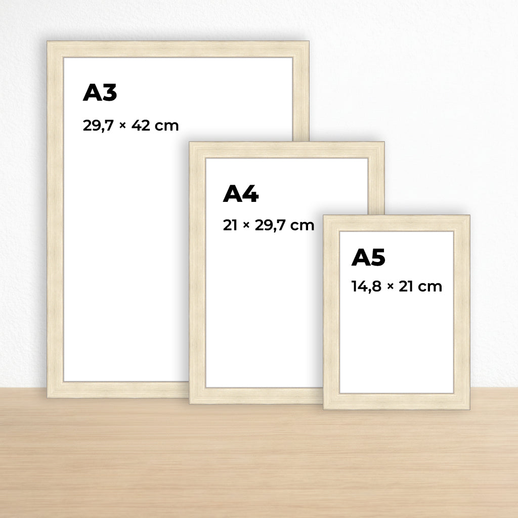 Altın Renkli Alüminyum Görünümlü Ahşap Çerçeve – Belge, Sertifika Çerçeveleri - A3, A4, A5 Kağıt Boyutlarına Uygun