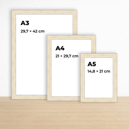 Altın Renkli Alüminyum Görünümlü Ahşap Çerçeve – Belge, Sertifika Çerçeveleri - A3, A4, A5 Kağıt Boyutlarına Uygun