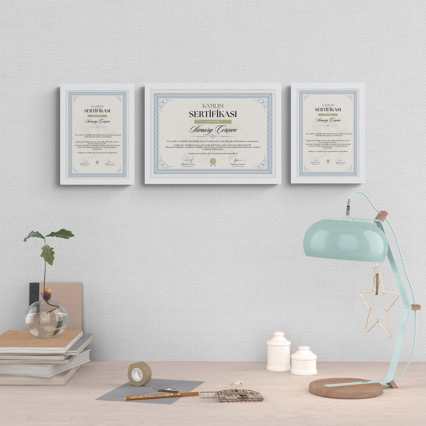 Beyaz Ahşap Çerçeve – Belge, Sertifika Çerçeveleri - A3, A4, A5 Kağıt Boyutlarına Uygun