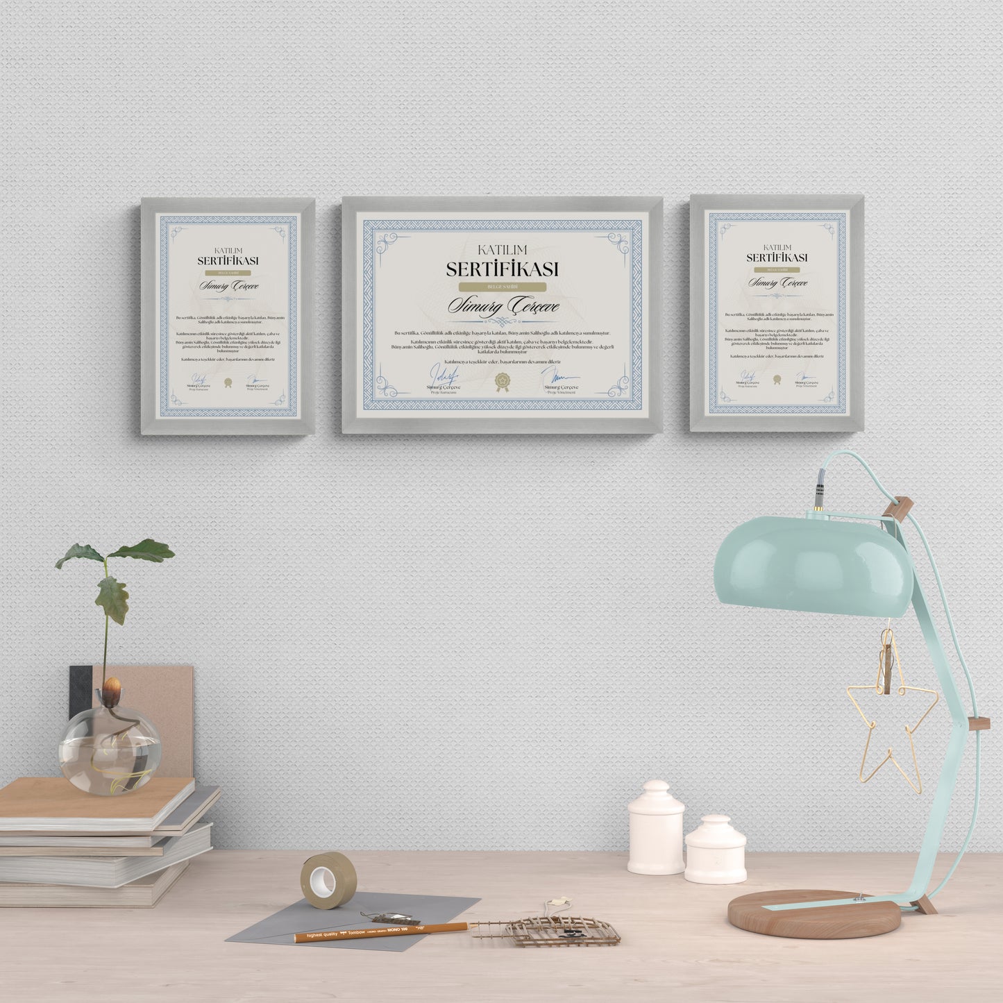 Beyaz Eskitmeli Ahşap Çerçeve – Belge, Sertifika Çerçeveleri - A3, A4, A5 Kağıt Boyutlarına Uygun