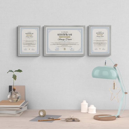 Beyaz Eskitmeli Ahşap Çerçeve – Belge, Sertifika Çerçeveleri - A3, A4, A5 Kağıt Boyutlarına Uygun