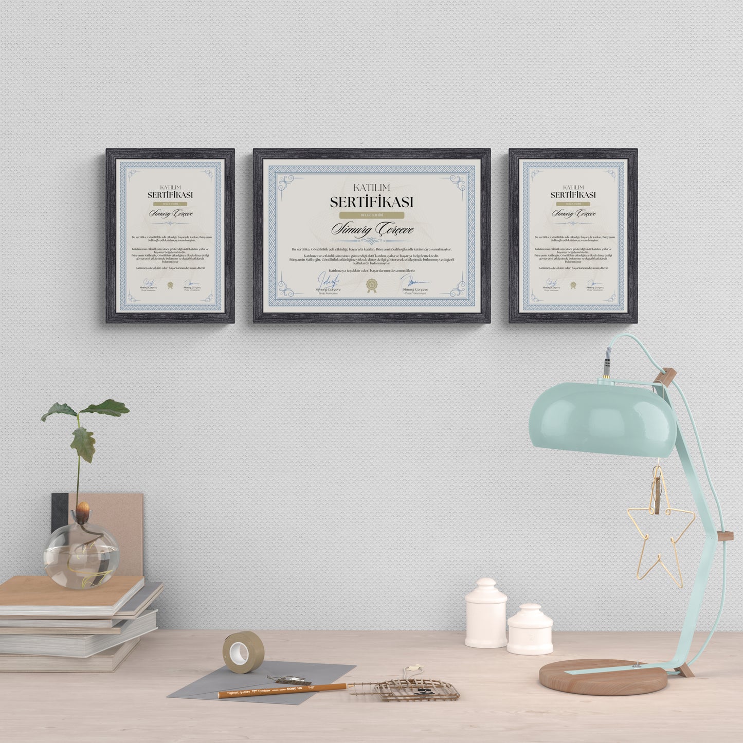 Siyah Eskitmeli Ahşap Çerçeve – Belge, Sertifika Çerçeveleri - A3, A4, A5 Kağıt Boyutlarına Uygun