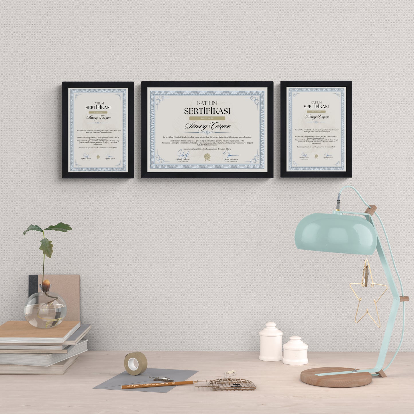 Siyah Ahşap Çerçeve – Belge, Sertifika Çerçeveleri - A3, A4, A5 Kağıt Boyutlarına Uygun