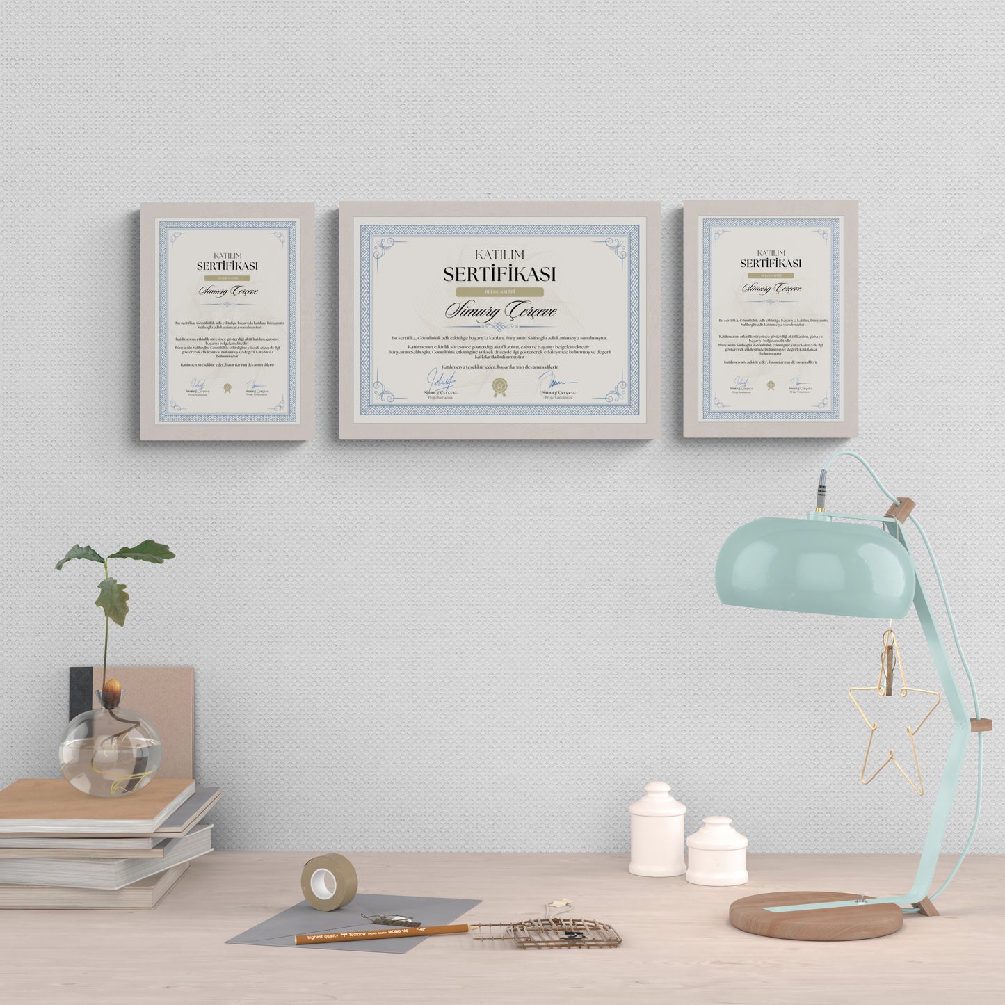 Beyaz Akçaağaç Görünümlü Ahşap Çerçeve – Belge, Sertifika Çerçeveleri - A3, A4, A5 Kağıt Boyutlarına Uygun