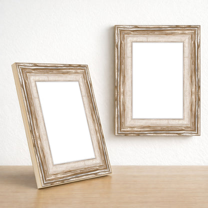 Gümüş Eskitme Ahşap Fotoğraf Çerçevesi – Masaüstü & Duvar Tipi (35 mm)