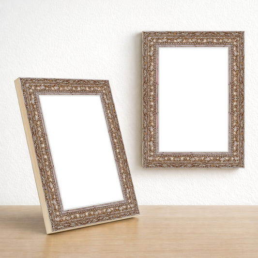 Eskitme Bronz Klasik Ahşap Fotoğraf Çerçevesi – Masaüstü & Duvar Tipi (25 mm)