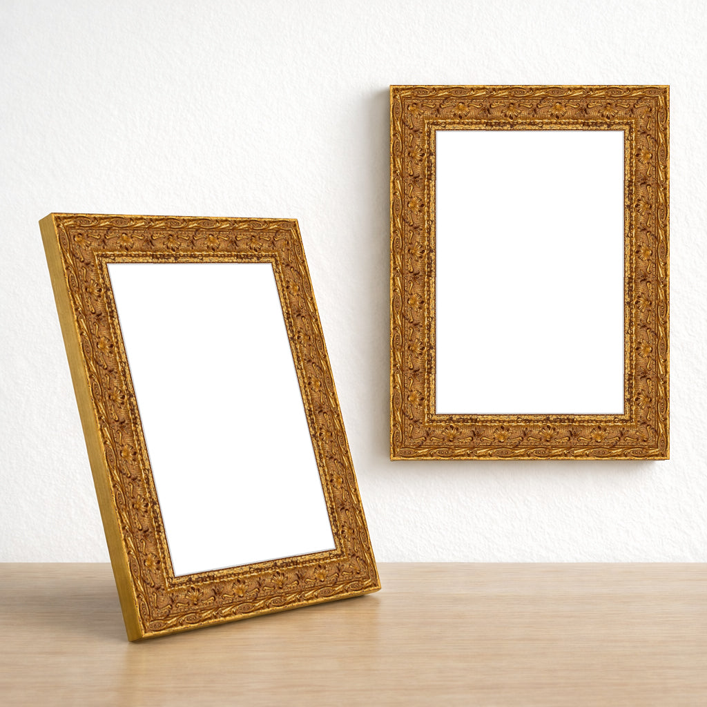 Eskitme Altın Klasik Ahşap Fotoğraf Çerçevesi – Masaüstü & Duvar Tipi (25 mm)
