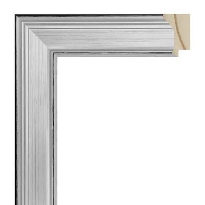 Gümüş / Gri Ahşap Çerçeve - Siyah Zeminli