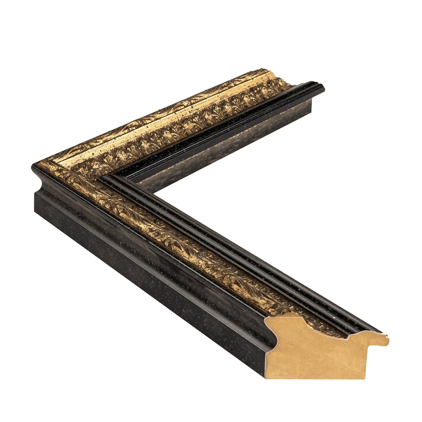 Altın / Siyah Eskitilmiş Ahşap Oyma Çerçeve