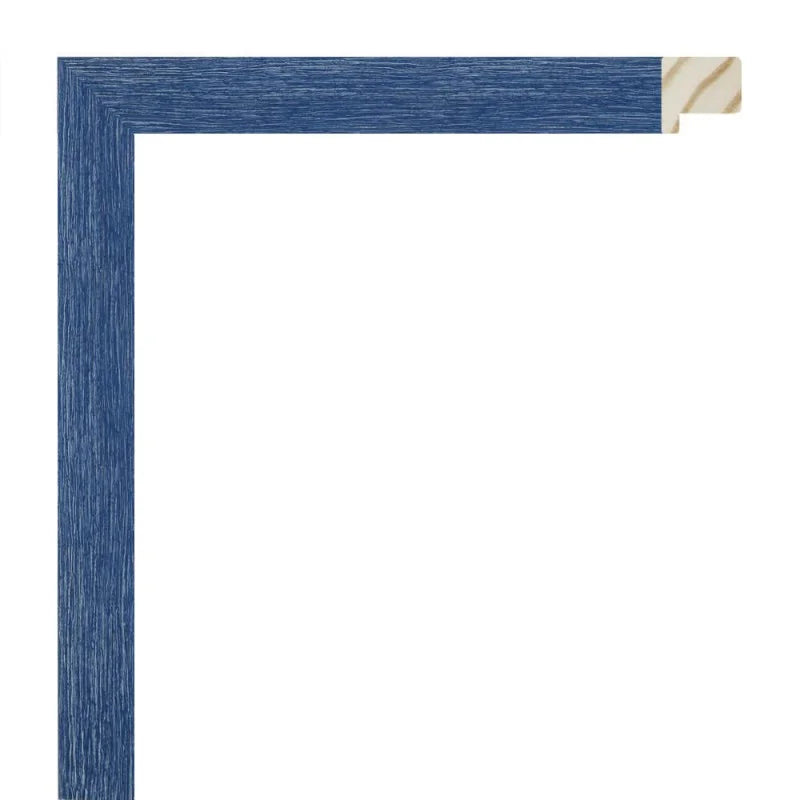 Lacivert Eskitmeli Ahşap Çerçeve - Gümüş Zeminli