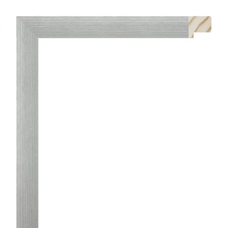 Beyaz Eskitmeli Ahşap Çerçeve - Gümüş Zeminli