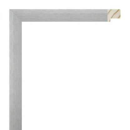 Beyaz Eskitmeli Ahşap Çerçeve - Gümüş Zeminli